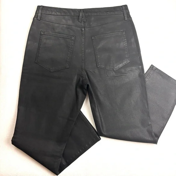 NWOT Good American Black Coated Midrise Tummy Control Butt Lift Pants (15)
